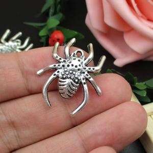 10Pcs 30x26mm Silver Spider Charms-p1428 image 2