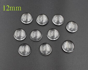 Clear Glass Cabochons 12mm - Domed Round - 100pcs
