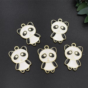 5Pcs 25x16mm Enamel Panda Charms-p2674