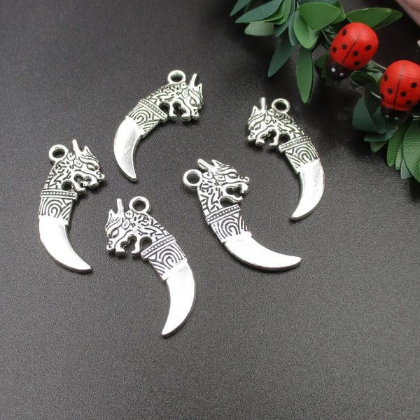 10PCS 28x14mm Silver Dagger Charms with Dragon Head-p2055