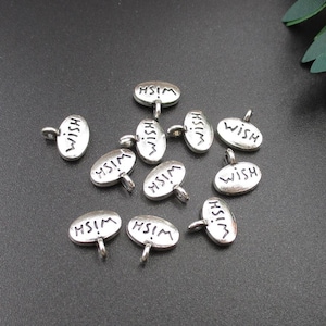 20 dijes de letras de deseos de plata de 10 x 10 mm, colgantes de deseos, de 2 caras - p1478-B