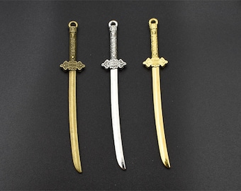 10Pcs 70x11mm Middle Sword Charms 2 Sided,3 Colors Available-p2673