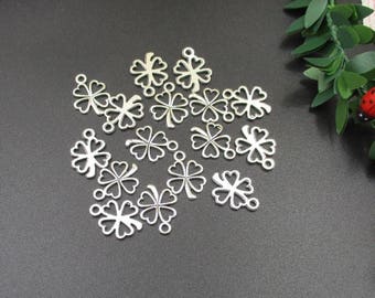 20PCS 14x17mm Four Leaf Clover Charms Antique Silver Tone-p1276-B