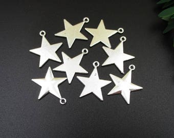 10Pcs 23x20mm,Silver Star Charms 2 Sided-p1777