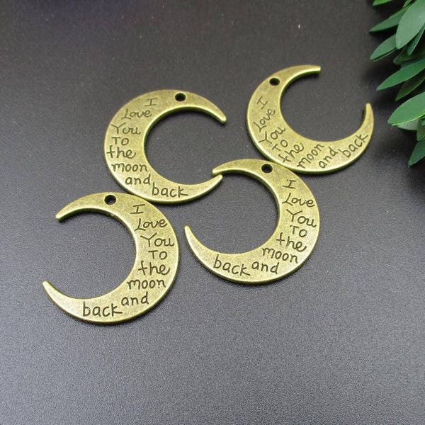 10Pcs 27×30mm Bronze Moon Charms, Crescent,New Moon-p1044-A