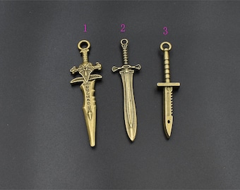 5Pcs Bronze Sword Charms 3 Styles Available-p2049