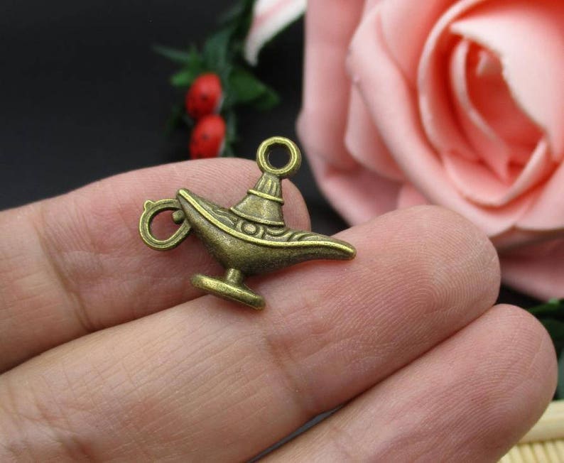 10PCS 22x17mm Genie Lamp Charms,Antique Bronze Tone 2 Sided-p1531-A
