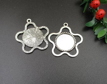 10pcs 18mm Silver Round Cameo Cabochon Base Setting-b2012-B