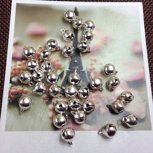 50PCS Jingle Bells Charms Antique Silver Tone From 6mm-12mm--p1216
