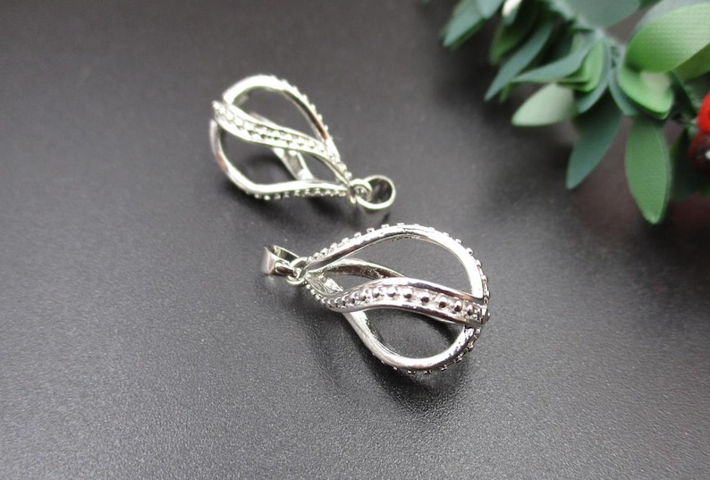 2Pcs 10\u00d722mm Teardrop Cage Pendant,Cage Charm for 8mm Pearls or Gemstones-p1479