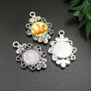 10pcs 12mm Round Cameo Cabochon Base Setting Silver Blank Finding Trays-b2068-B