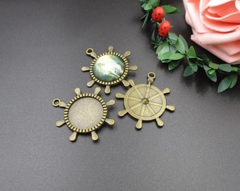 10pcs 20mm Bronze Round Cabochon Base Setting,Rudder Charms,Match 20mm Cabochon-b2168-A