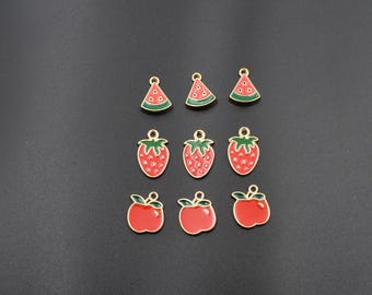 5PCS Enamel Fruit Charms,3 Styles Available-p2742