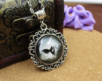 25mm(1 Inch)Finished Bezel Necklace,Moon And Angel Pattern-B3003