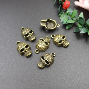 10PCS,21x13mm Bronze Skull Charms 3D-p2392