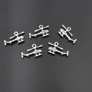 10 dijes de helicóptero plateados de 19 x 12 mm - p2648