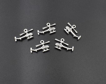 10Pcs 19x12mm Silver Helicopter Charms-p2648