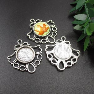 10pcs 12mm Round Cameo Cabochon Base Setting,Bezel Pendant,Blank Finding Trays,Antique Silver Tone-b2147-B