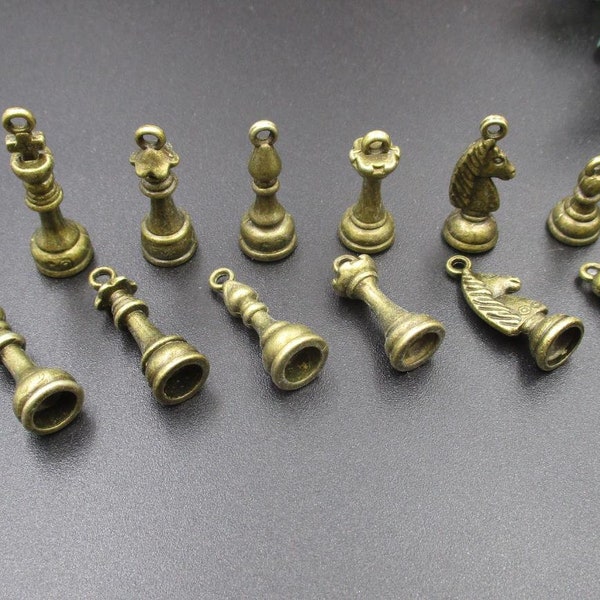 Freedom Choose! Antique Bronze International Chess Charms,3D Charms-p1058-A