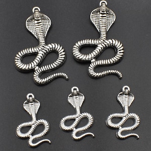 5Pcs Silver Cobra Charms,2 Sizes Available-p2547