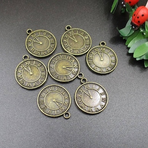 10Pcs 17x20mm Bronze Clock Charms 2 Sided-p1402