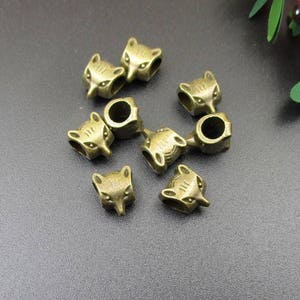 10Pcs 9x8mm Bronze Fox Charms Spacer Beads-5mm Hole Size-p1782-A