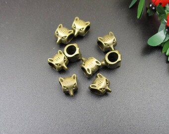 10 cuentas espaciadoras de zorro de bronce de 9 x 8 mm, agujero de 5 mm, p1782-A