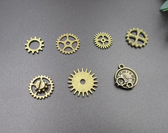 Collection-Gear Charms! Antique Bronze Tone,7 Styles Of Free Choice-Co02