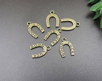 20Pcs 12×17mm Bronze Horseshoe Charms,Good Luck-p1712-A