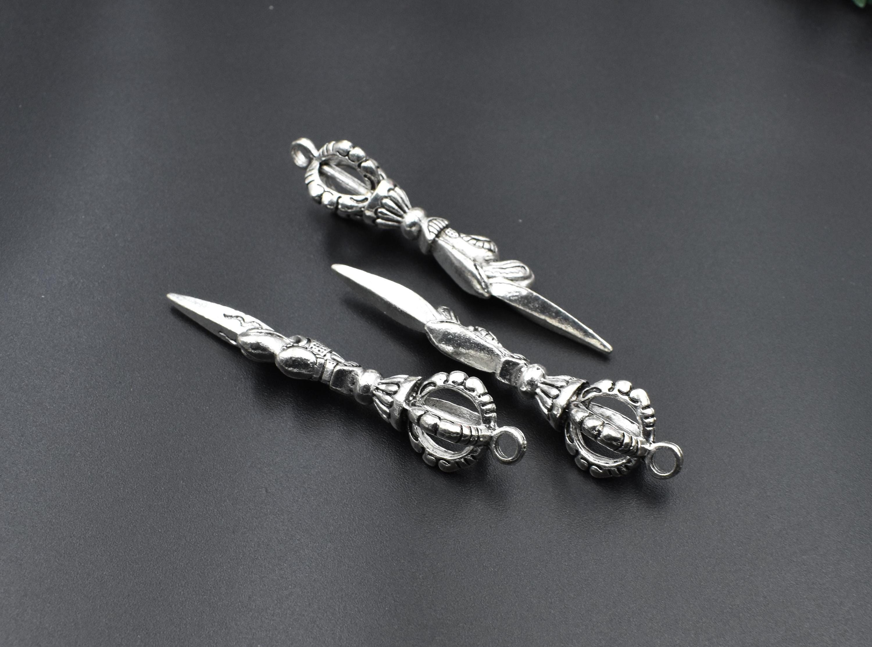 3pcs 64x15mm Magic Wand Charms Antique Silver Tone,presbyter