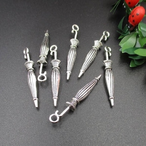 10Pcs 35×5mm Silver Closed Umbrella Charms-p1609-B
