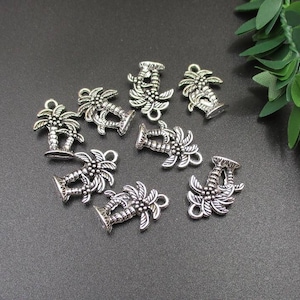 10PCS 18x14mm Silver Palm Tree Charms-p1822