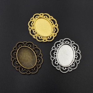 10 Stück 13 x 18 mm ovale Cameo Cabochon Basis Einstellung, Blanko Zubehör Tabletts, 3 Farben erhältlich-b2130