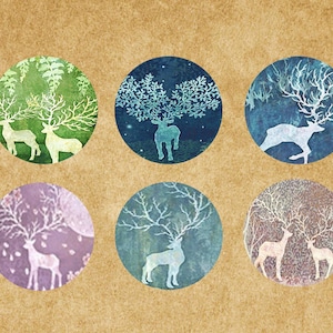 Christmas Deers 6pcs Round Glass Cabochons, Cabochons photo en verre de haute qualité, verre photo clair,12mm,14mm,16mm,18mm,20mm,25mm,30mm-br003