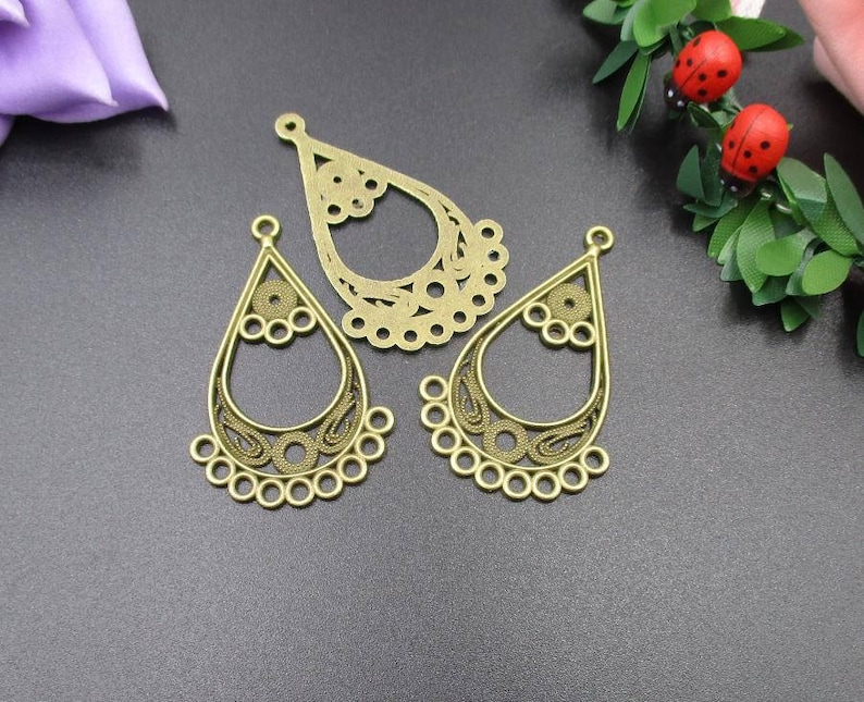 10Pcs 43x25mm Bronze Necklace Connecting Material,Vintage Style Connectors,Multiple Loops-p1953