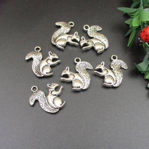 10Pcs 20 x 21mm Silver Squirrel Charms- p1729-B