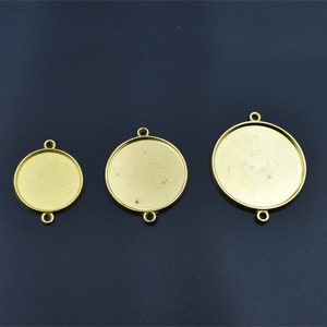 10pcs Round Cameo Cabochon Base Setting,Round Blank Findings Trays,Gold Base Connector-3 Sizes Available From 20mm to 30mm-b2106-C