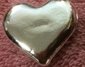 Hand Poured Silver Heart Shaped Collectible Art Bar .999 Investment Grade One Troy Ounce Silver Bullion