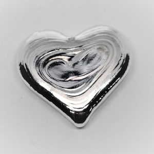 Hand Poured Silver Heart Keepsake - One Troy Ounce 99.9% Silver Bullion - Couples Memento - Very Unique