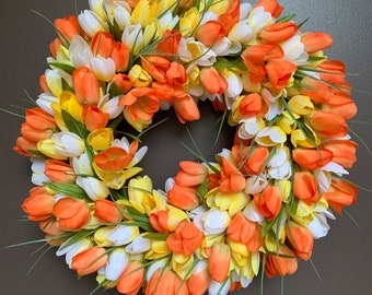 Tulip Wreath, Summer Wreath, Tulip Spring Wreath, Easter Wreath