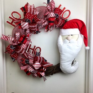 Christmas Santa Wreath, Whimsical Santa Wreath, Christmas Wreath, Holiday Decor, Christmas Decor, Christmas Wreath For Front Door