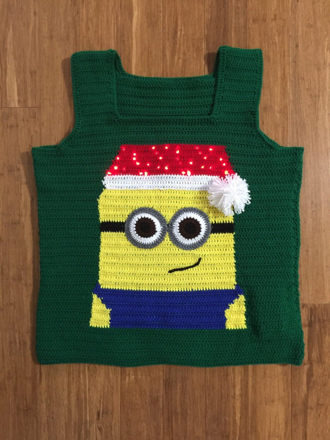 Cute Minion Ugly Christmas Sweater Vest Large Crochet Etsy