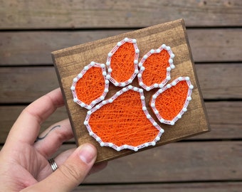 Mini Clemson Tigers Logo// String Art// Handmade// Wooden Sign