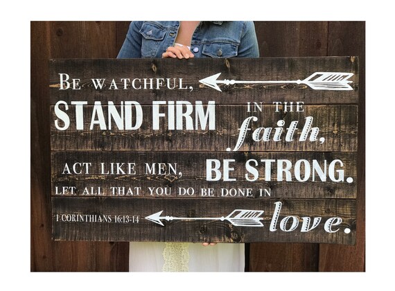 1 Corinthians 1613 14 Bible Verse Rustic Wall Art Home Decor Hand Painted Wooden Sign