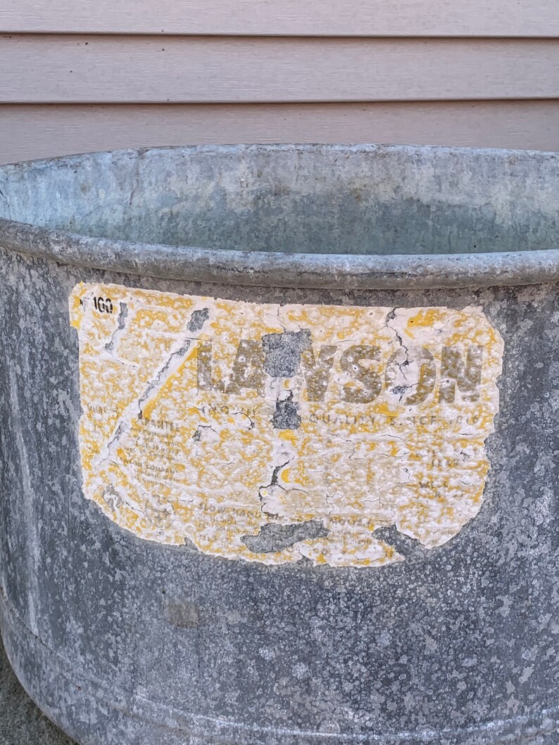 Vintage Lawson Galvanized Metal Pot Tub Boiling Rustic Heavy Etsy