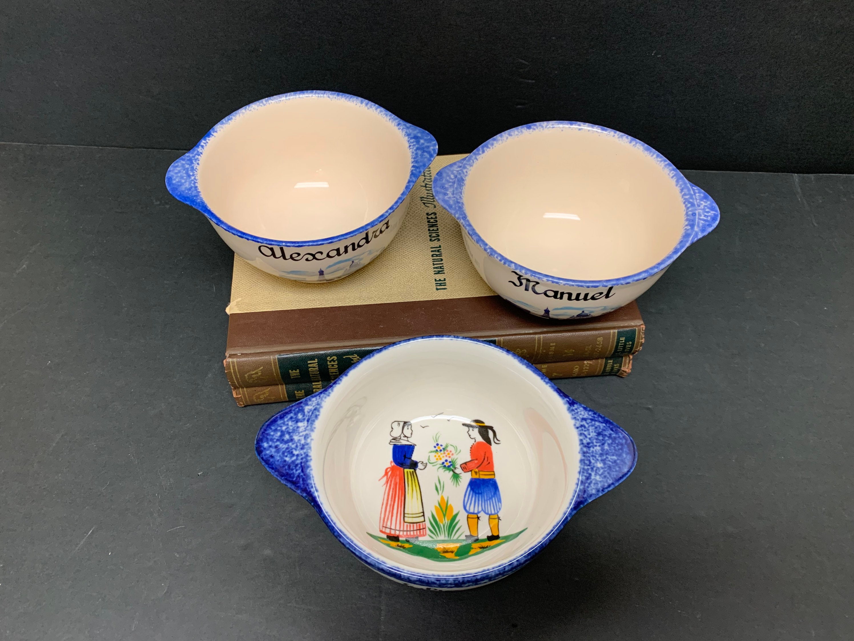 陶器　フランス　カンペール焼　ハンドル付きボウル　2客　ブルターニュ　未使用品 陶器 フランス カンペール焼 ハンドル付きボウル 2客