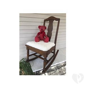 Rocking Chair Rocker Nursery Child Children Faux Fur Oak Antique Decor
