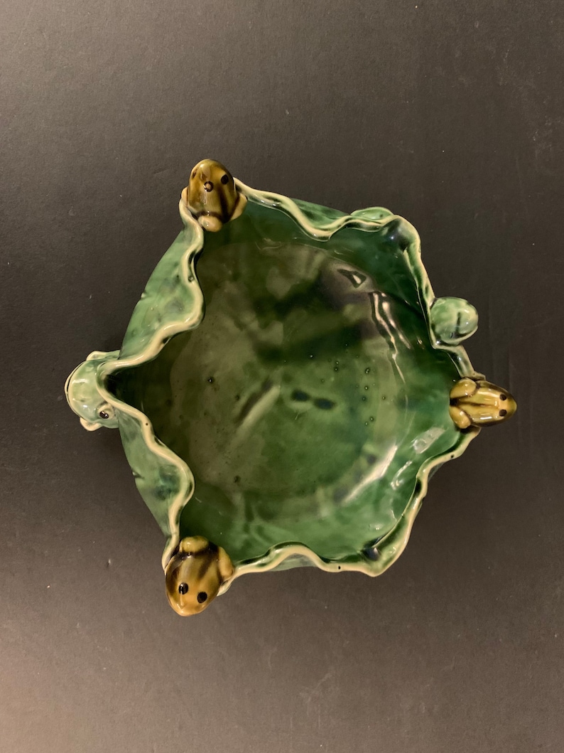 Vintage Majolica Glaze Frog Lilly Pad Ceramic Pottery Bowl - Etsy