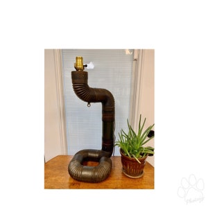 Handcrafted Industrial Table Lamp Metal Pipe Rustic Man Cave Primitive Stovepipe Utility