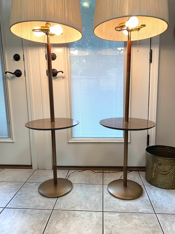 Vintage mid century floor lamp with table deals